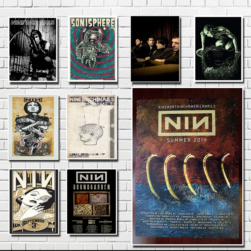 

Nine Inch Nails American industrial rock Home Furnishing decoration White Kraft acid rock music Poster Drawing Wall stickers