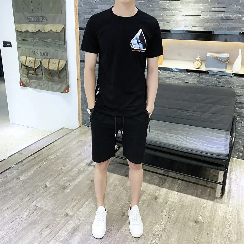 

Men's Shorts Sets 2019 Summer Fashion Sportswear Tracksuits Men Casual Outwear Track Suits Sporting Mens Tshirts Clothing 2pc
