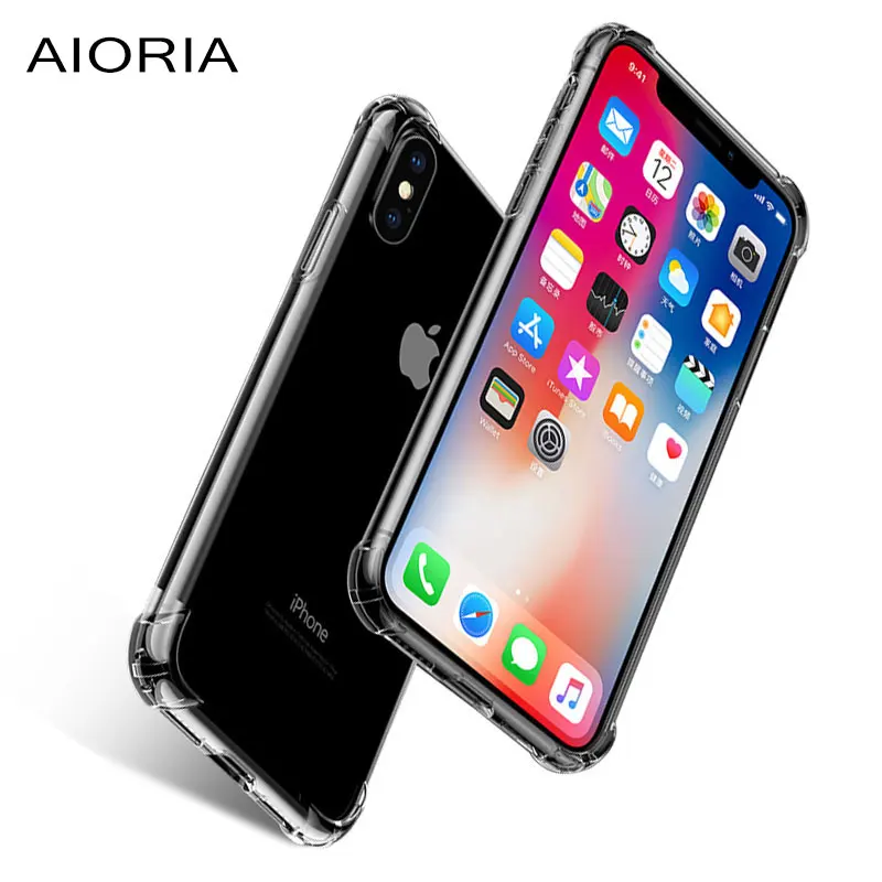 AIORIA Shockproof case for iPhone X 5.8inch soft TPU clear design 1.2mm