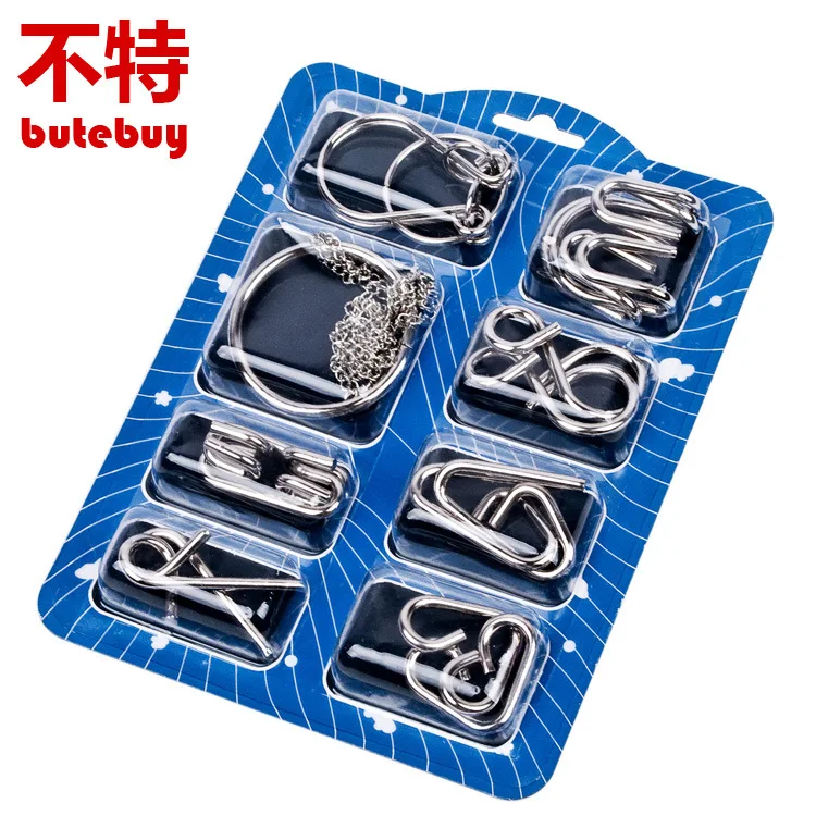butebuy 8pcs/set IQ Metal Puzzle Mind Brain Teaser Magic Wire Puzzles Game Toys for Children Adults Kids butebuy 8pcs/set IQ Metal Puzzle Mind Brain Teaser Magic Wire Puzzles Game Toys for Children Adults Kids