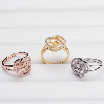 

NEW ARRIVAL Ring Mountings Base Findings Adjustable Ring Jewelry Set Parts Fittings for Akoya Edison Pearls Jade Coral Beads