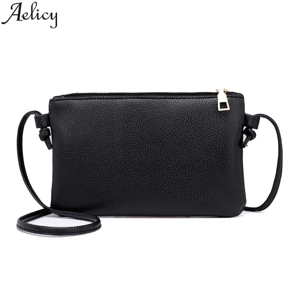 

Aelicy 2019 Pure Color Female Leather Crossbody Shoulder Bags Woman Messenger Bags Leather Shoulder Lady Handbag Bags Women