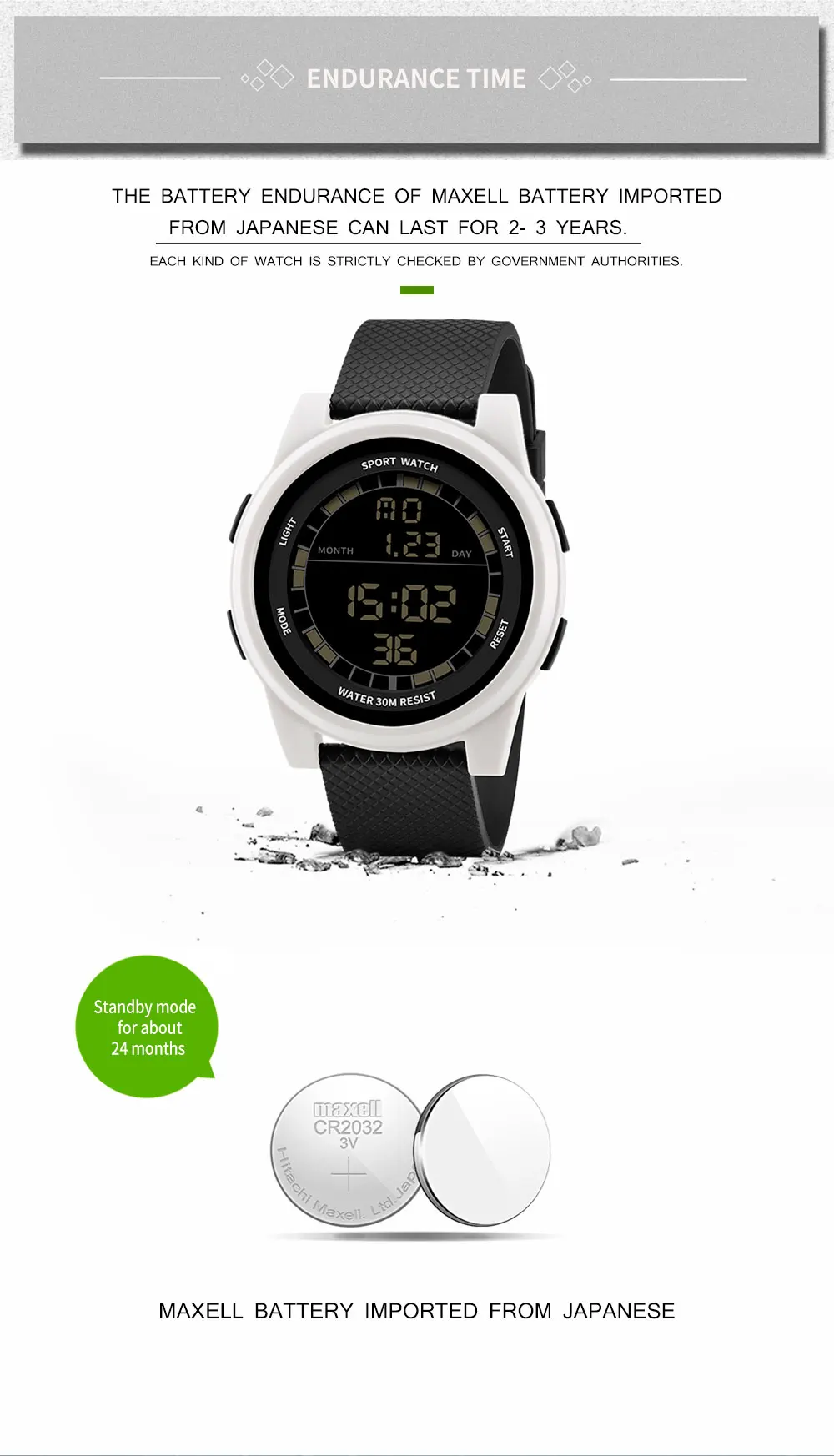 piaoma watch 3atm cr2032