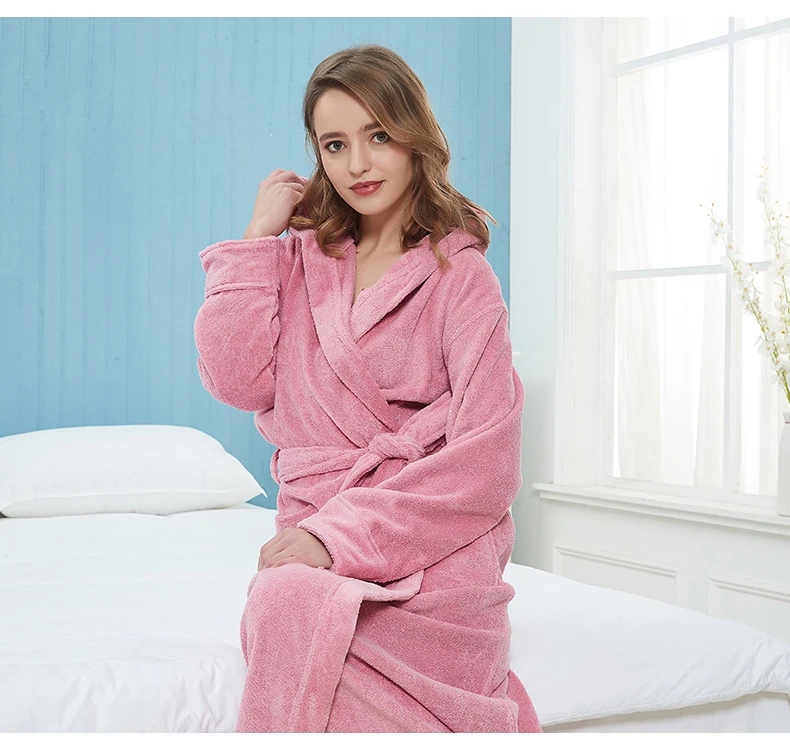 Любители халат толстый теплый зимний банный халат мягкий удлиненные плюс Размеры XXL банный халат-кимоно туалетный халаты осень-зима