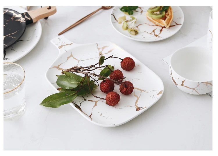 Лучший золото Мрамор глазури Керамика вечерние набор посуды фарфоровые тарелки для завтрака посуда лапши чаша Кофе кружка чашка для украшения