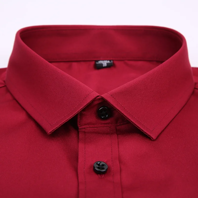 Эластичная облегающая Мужская рубашка с коротким рукавом, красная, белая, черная, синяя, Мужская официальная одежда, повседневная рубашка, Классическая одноцветная