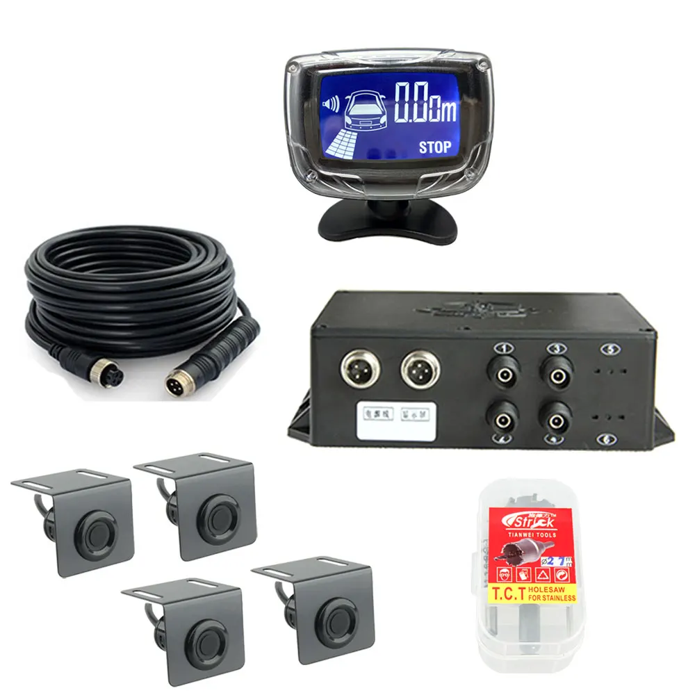 

DC 12V 24V Car Alarm System with LED Display Parking Sensor For Truck and Heavy Duty Vehicles BUS Forklift