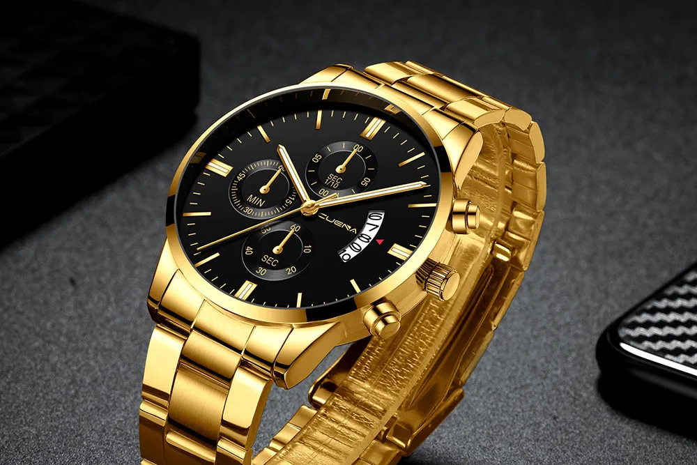 Военные золотые кварцевые часы лучший бренд Роскошные мужские часы модные мужские наручные часы из нержавеющей стали Relogio Masculino Saatler# W