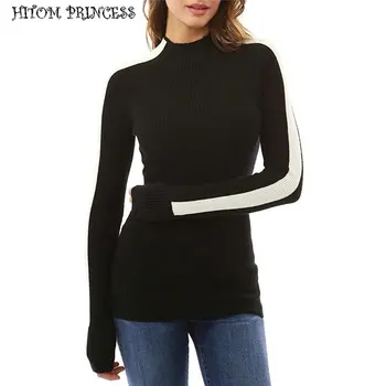 

HITOM PRINCESS 2018 Autumn Winter Fitness Tees T Shirt Women Tops Fashion Patchwork Knitted Women T-shirts Pullovers Tops Female