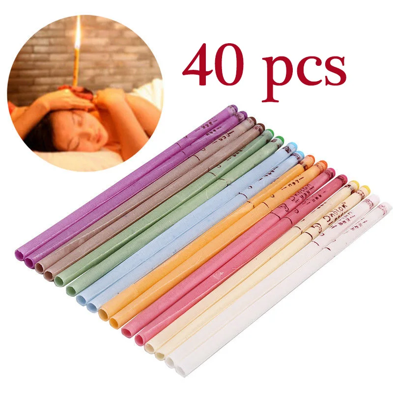 

40 Pcs Coning Beewax Natural Ear Candle Ear Candling Therapy Healthy Care Ear Treatment Ear Wax Removal Cleaner Candle dropship