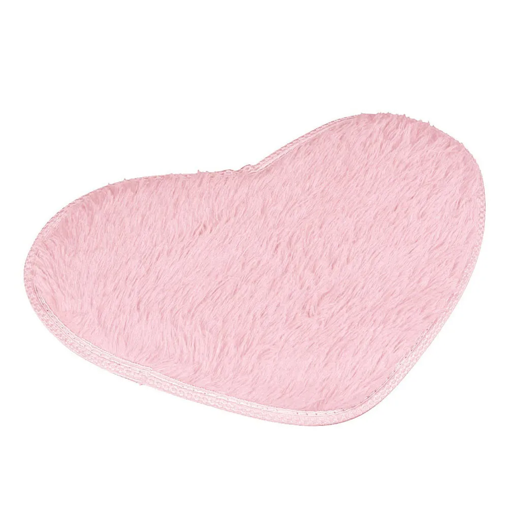 

OUNEED Heart Shaped Fluffy Rug Shaggy Floor Mat Soft Faux Fur Home Bedroom Hairy Carpet 40*28cm Non-slip Purple Bath Mats Z30701