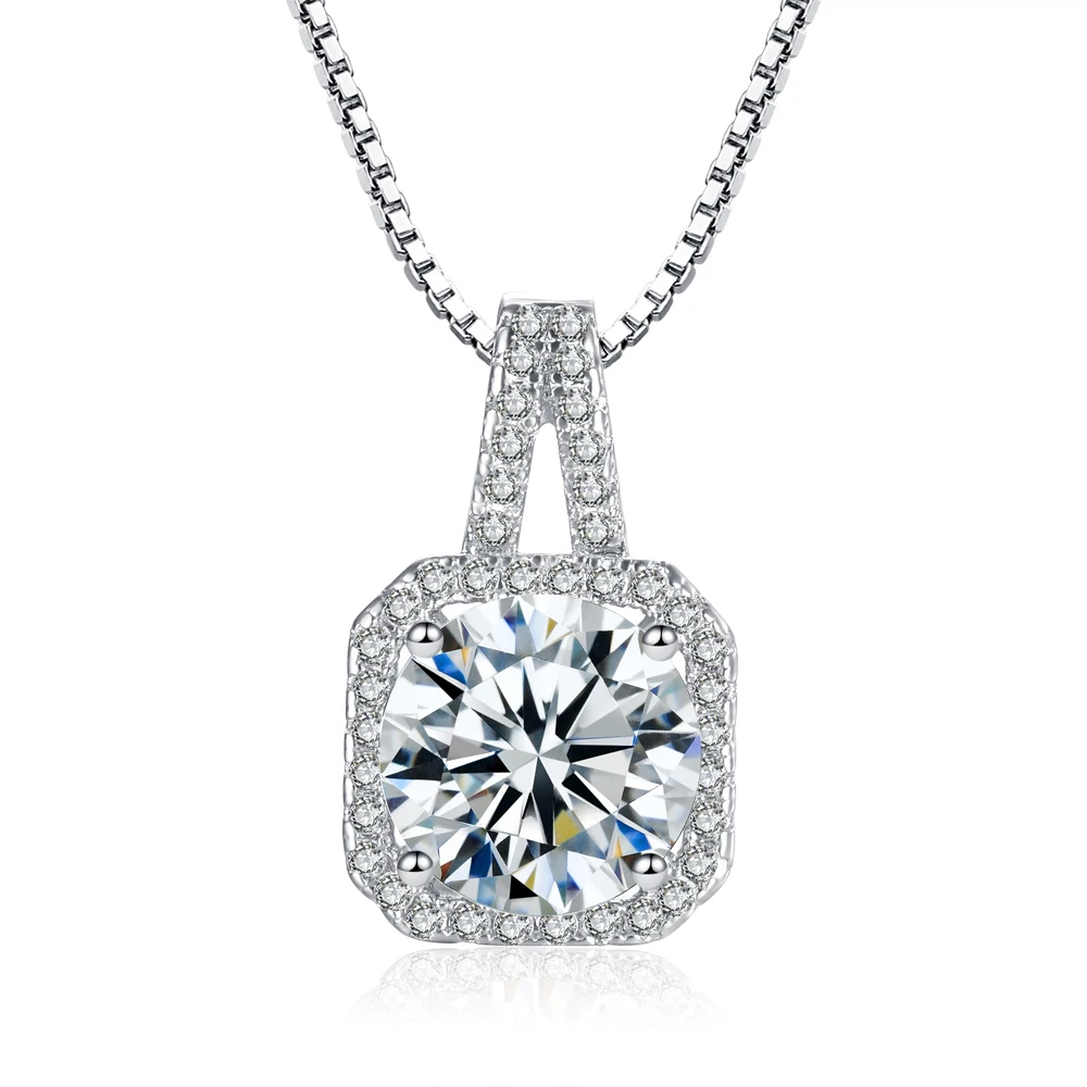 

2016 NEW AAA 100% 925 Sterling Silver Square Pendant&Necklace Western Style