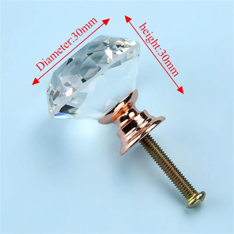 30mm Rose Gold Base NAIERDI 20 мм 30 мм алмазные Хрустальные стеклянные ручки для выдвижных ящиков Ручки для кухонного шкафа современный стиль мебельные ручки - Цвет: 30mm Rose Gold Base