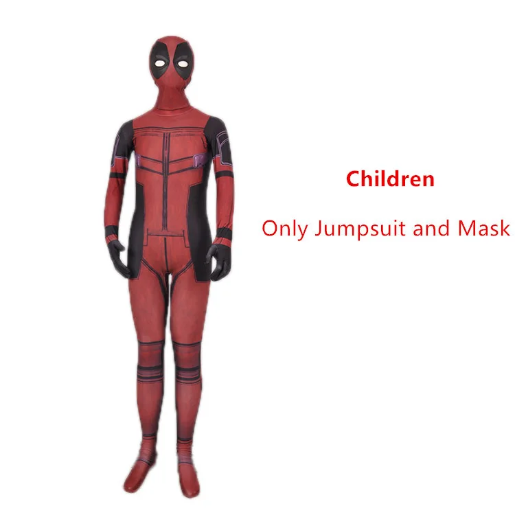 COSFANS костюм Дэдпул взрослый человек спандекс лайкра зентай боди костюм для костюмированой Вечеринки На Хэллоуин пояс головной убор маска кобура для меча - Цвет: Kids Jumpsuits