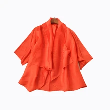 Miyake складное Женское пальто в темную полоску с рукавом «летучая мышь», тонкое пальто в стиле шали, весеннее и осеннее Плиссированное пальто