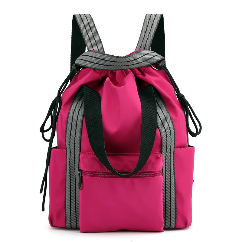 Женские нейлоновые рюкзаки, многофункциональные сумки, модные сумки через плечо, рюкзаки на завязках для девочек, мультирюкзак для молодых девушек - Цвет: RoseRed