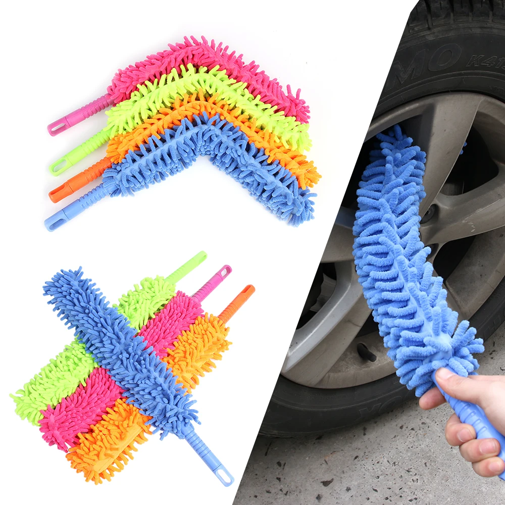 

1 pcs 16 inch Car Wash Brush Flexible Xtra Long Soft Microfiber Noodle Chenille Alloy Wheel Cleaner