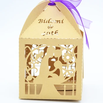 

2018 new products cheap kiss heart favor box with laser cut for party