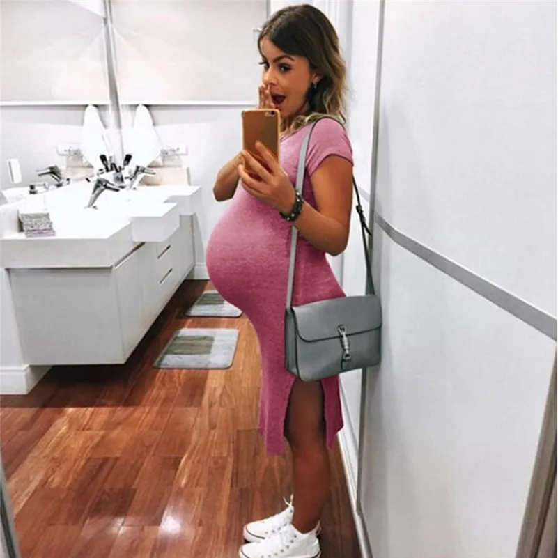 

Women Maternity Summer Short Sleeve Casual Sundress Pregnancy Dress Clothes vestidos robe femme enceinte for photo shoot A1
