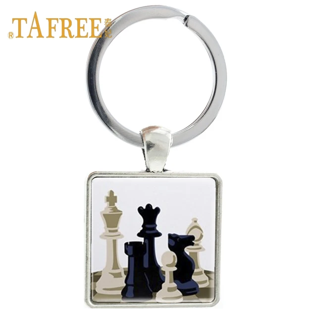TAFREE Vintage Chess culb Keychain keep quiet the Chess player at game