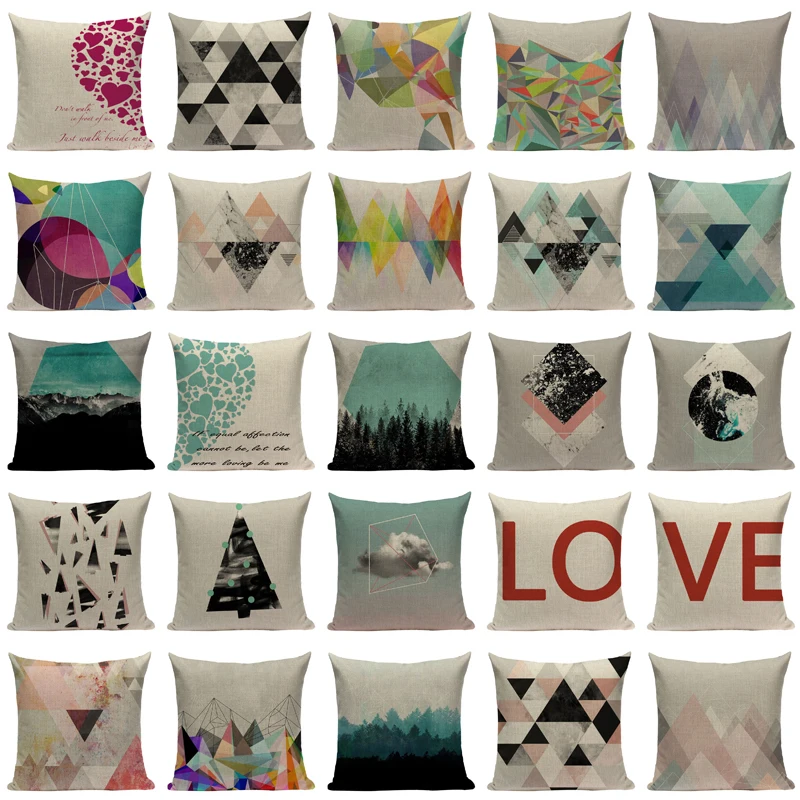 

Plant Cushion Cover Valentine Day geometry LinenThrow Pillow Car Sofa Bedroom Home Simple Love Letter Custom Pillow Case