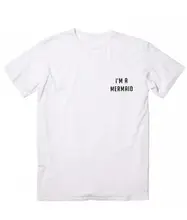 Eu sou uma sereia bolso impressão feminina camiseta de algodão casual engraçado t camisa para senhora menina topo t hipster tumblr NA-70