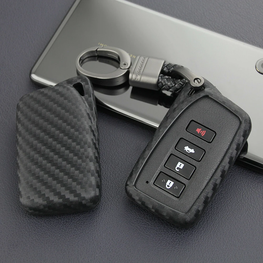 

Carbon Fiber Car Key Fob Case for Lexus Carbon Fiber Car Key Fob Case Cover Chain Ring Keychain Accessories Car Key Cover 2019
