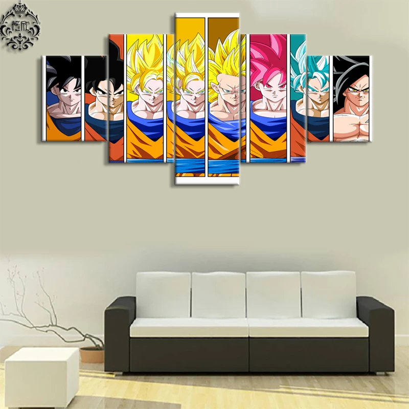 

5 Pieces Canvas Printed Poster Animation Characters Dragon Ball Wall Art Painting Home Decor Modern Print Pictures Decor Artwork