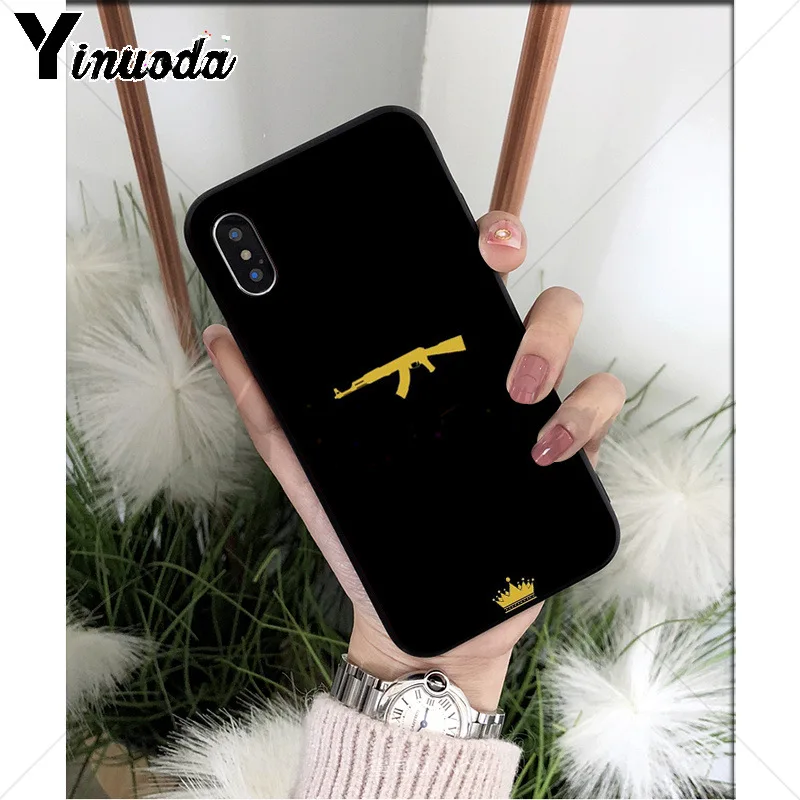 Yinuoda AK47 пистолет ТПУ Мягкий силиконовый чехол для телефона чехол для iPhone X XS MAX 6 6s 7 7plus 8 8Plus 5 5S SE XR