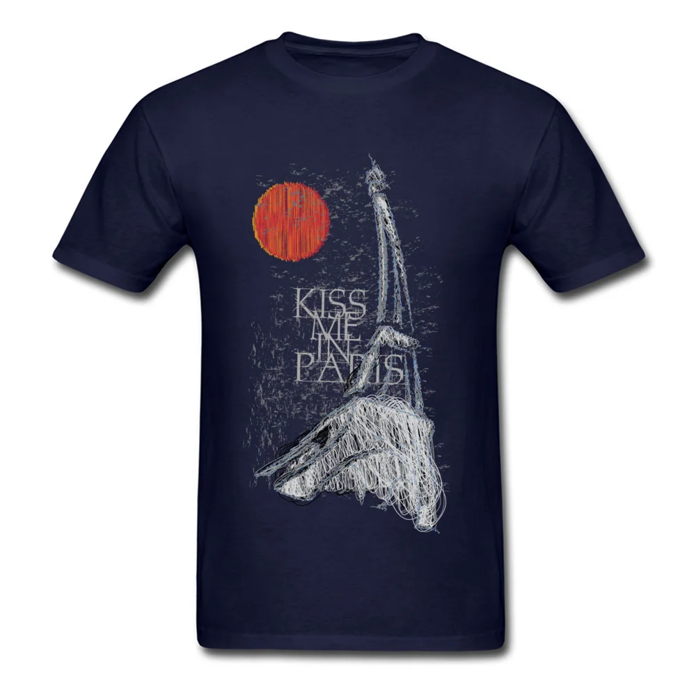 Paris Cotton Fabric Tees for Men Summer T-Shirt Party Hot Sale Round Collar Tops T Shirt Short Sleeve Drop Shipping Paris navy