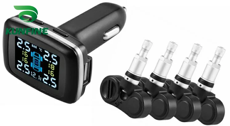Smart Car TPMS Tyre Pressure Monitoring System cigarette lighter Digital LCD Display Auto Security Alarm Systems-