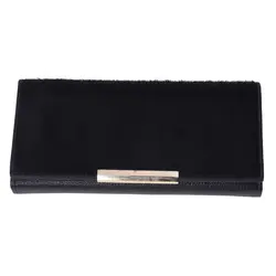 SNNY Для женщин кожаный бумажник кожаный кошелек с мехом дизайнер бренда Длинный кошелек высокого качества
