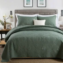 CHAUSUB Baumwolle Quilts 3pcs Sets Bettdecke auf die Bett Feste Bestickte Stepp Bettdecke Queen-Size Bettdecke Sommer Decke