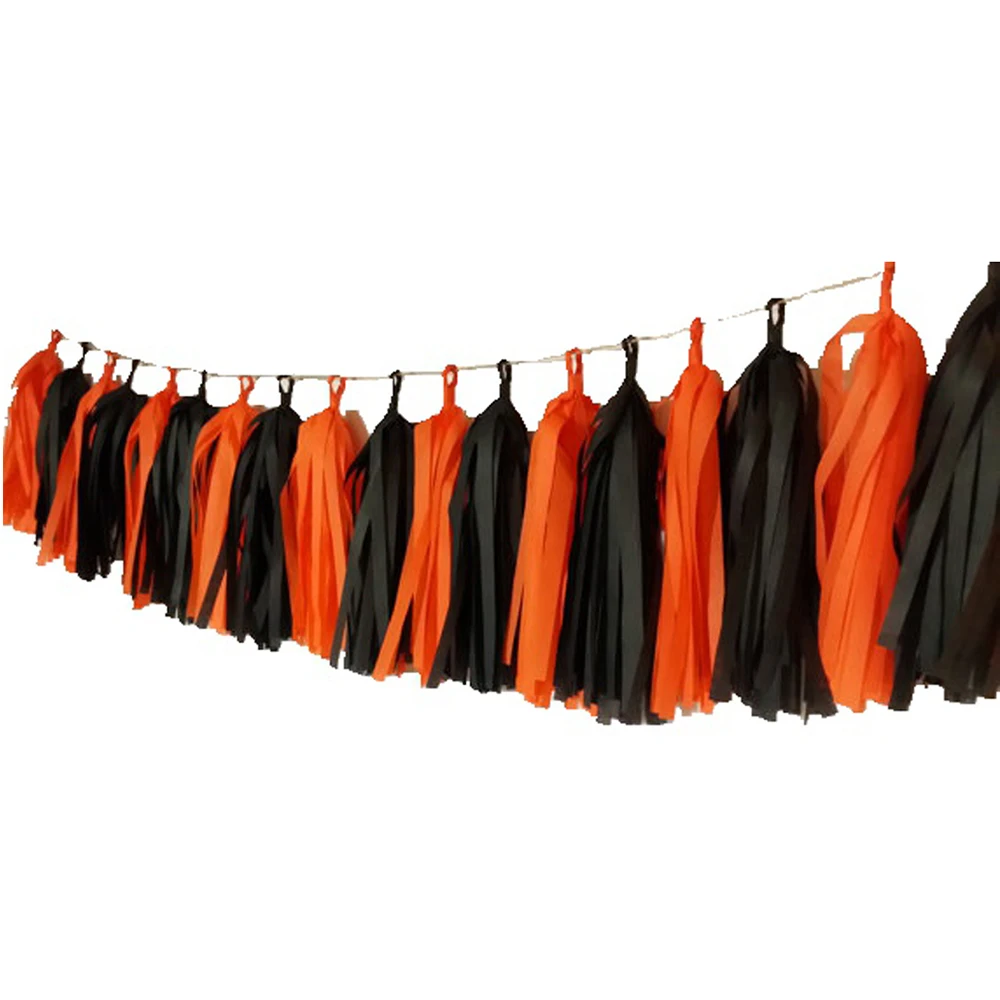 20 (Orange Black)Halloween Tassel Garland Kit Tiss...