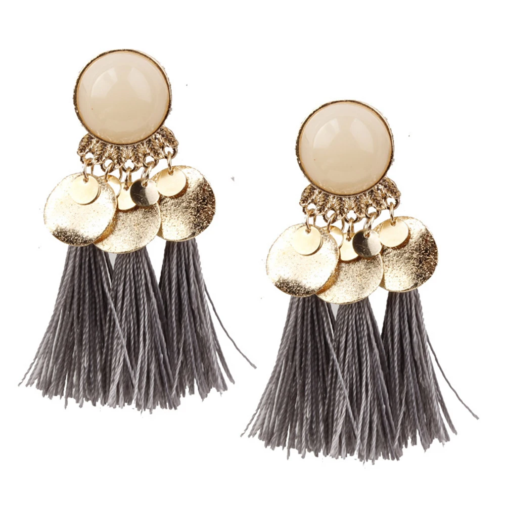 

Woman Fabala Party Wedding Vintage Dangle Earrings Alloy Jewelry Accessories Bohemia Tassel Sequins