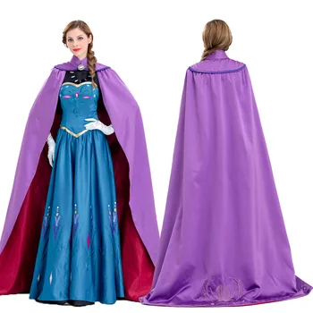 

Free-Shipping Halloween Costumes Ice and Snow Cosplay Princess Anna Plays the Role of Adult Snow White Costume Printing
