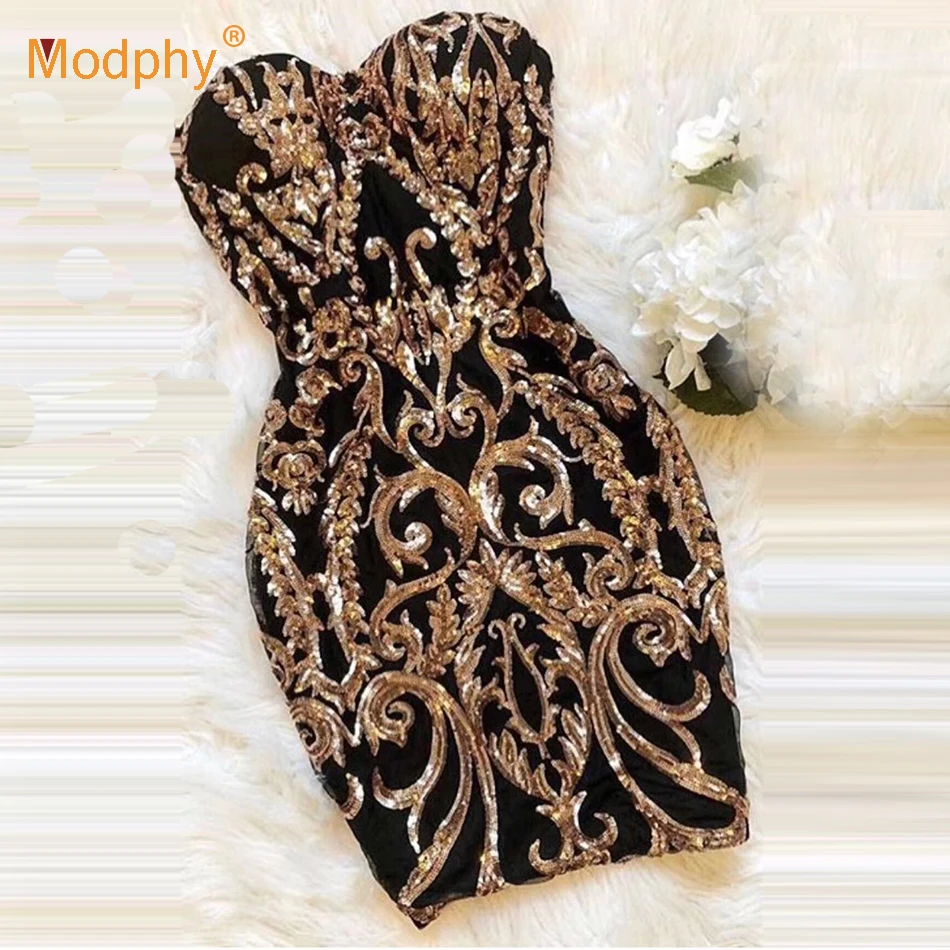 

2019 summer new women's sequined bandage dress fashion sexy strapless bodycon dress mini dress celebrity party dress Vestidos