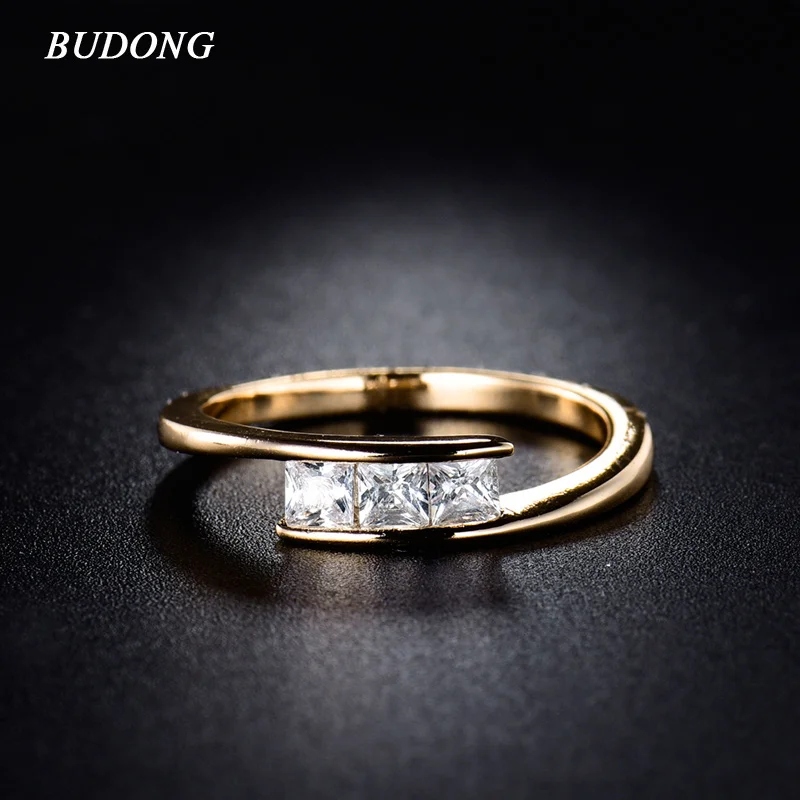 

Rings BUDONG 2017 Fashion Women Finger Gold-Color His and Hers Promise Ring Engagement Midi ring Vintage Fine Jewelry XUR079
