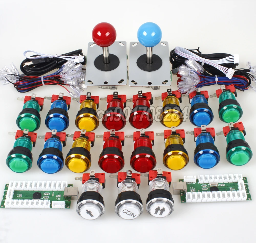 2 Player Classic USB Encoder to PC 4 8 Ways Joystick + Full Colors LED