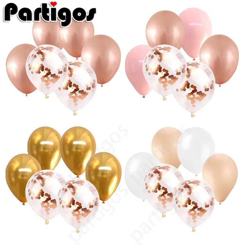 

12pcs 12inch Rose Gold confetti balloons Champagne Gold latex balloons Birthday Wedding Party Decoration Baby Shower Supplies