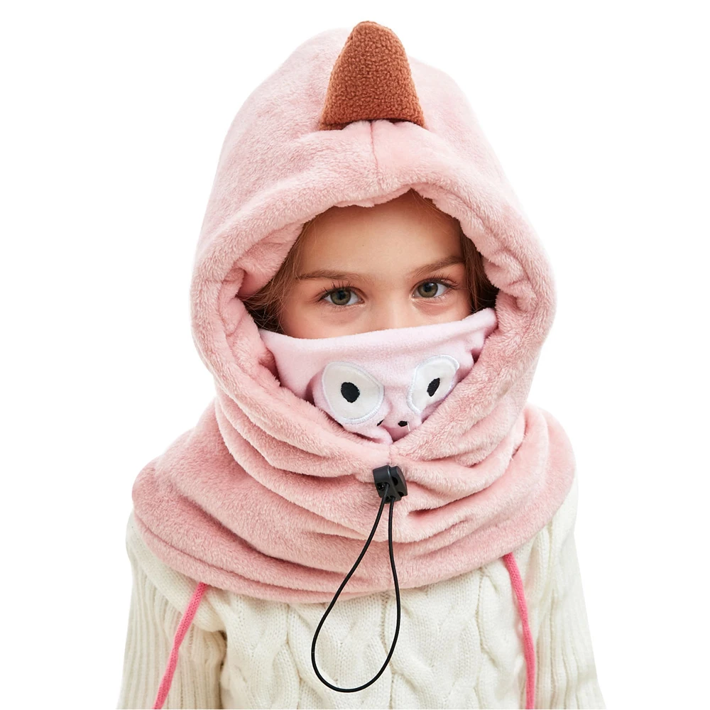 

Children Winter Hat Scarf Full Cover Cartoon Hat Boy Girl Winter Cap Scarf for 3-12 Years Kid Russian Children