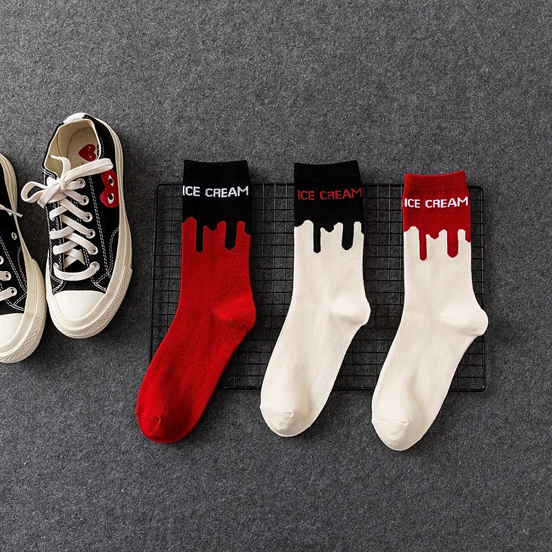

Harajuku Ice Cream Patterned Colored Men Crew Hipster Cotton Skateboard Casual Warm Customized High Quality Unisex Funny Sox