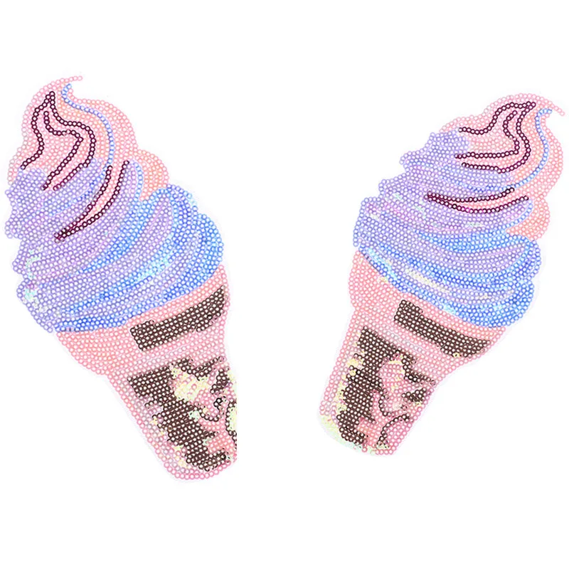 

1pcs Color ice cream sequins patch embroidered fabric garment accessories applique for T-shirt sweater decoration patches