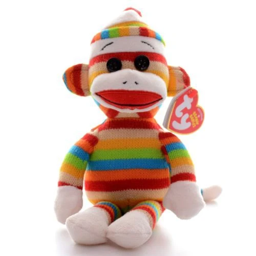 Official Ty Sock Monkey Pastel Stripes 