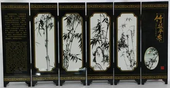 

Fine bamboo six screen report peaceful lacquer process with Chinese characteristics