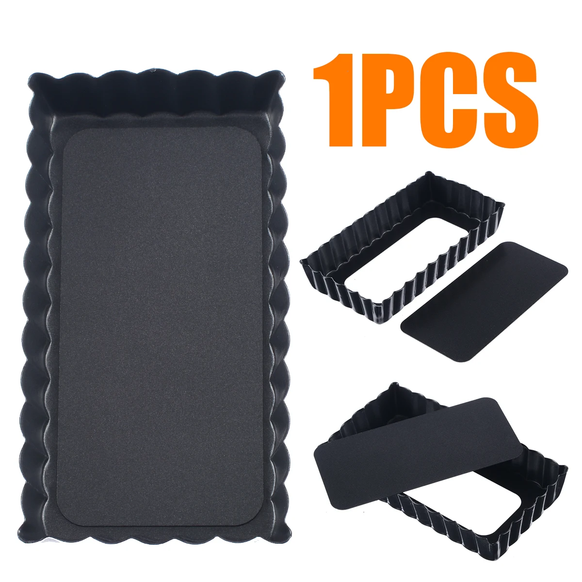 

4.5Inch Fluted Pie Pan with Removable Bottom Tart Quiche Pan Non-stick Rectangle Egg Tart Mold Plate Baking Tools