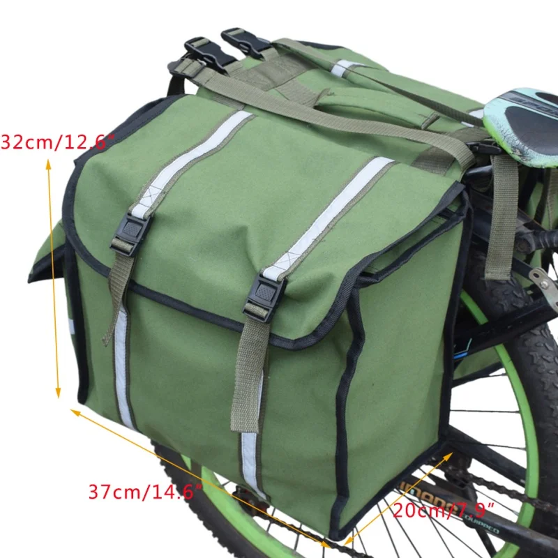 Cheap Outdoor Mountain Road Bicycle Bags Waterproof Canvas Cycling Double Side Rear Rack Tail Seat Pannier Pack Carrier 2