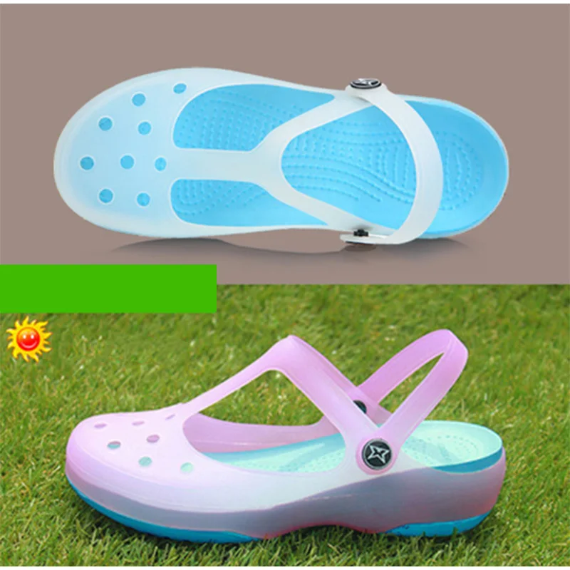 MCCKLE/летние женские босоножки; прозрачная обувь на плоской подошве; водонепроницаемые женские шлепанцы с пряжкой на лодыжке; мягкий светильник; удобная пляжная обувь