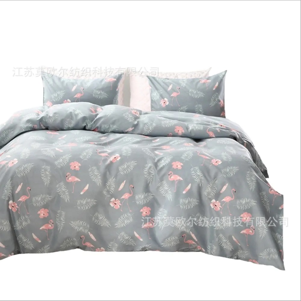 

3 Pieces Bedding Set Twin/Queen/King Size Flamingo Diagram Duvet Cover Pillowcase Unfading Stain Resistant Machine Washable