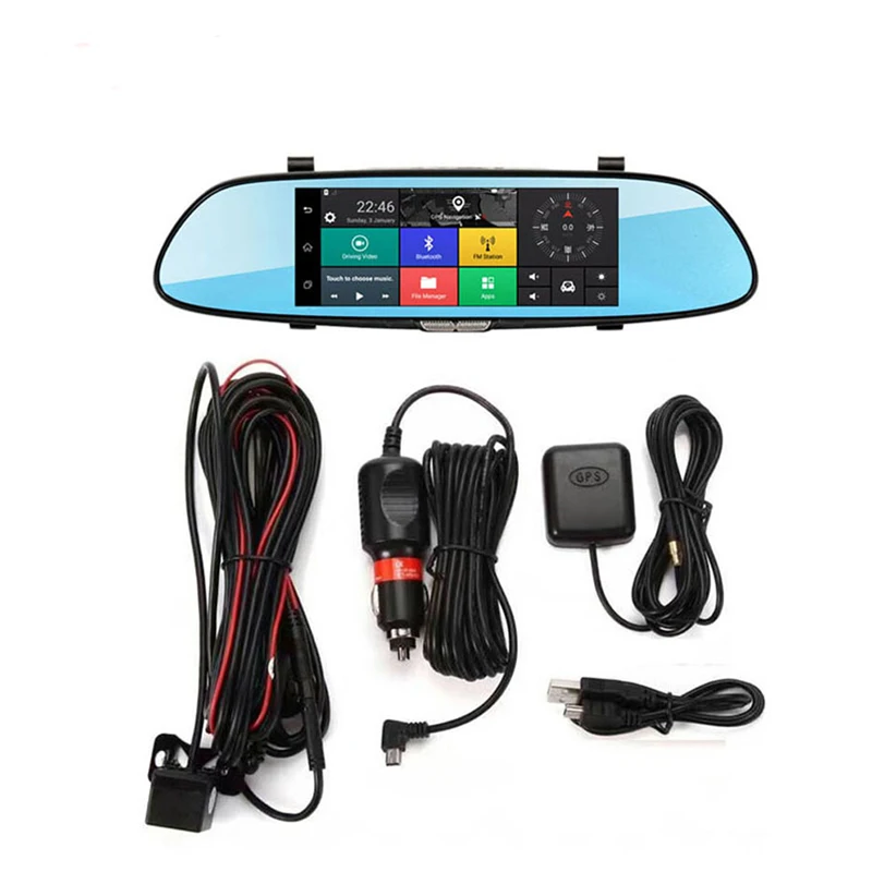 Dashcam встроенный WiFi gps Bluetooth FM функция Автомобильный видеорегистратор Android 5,0 3G 7 дюймов зеркало заднего вида камера двойной объектив Автомобильный регистратор